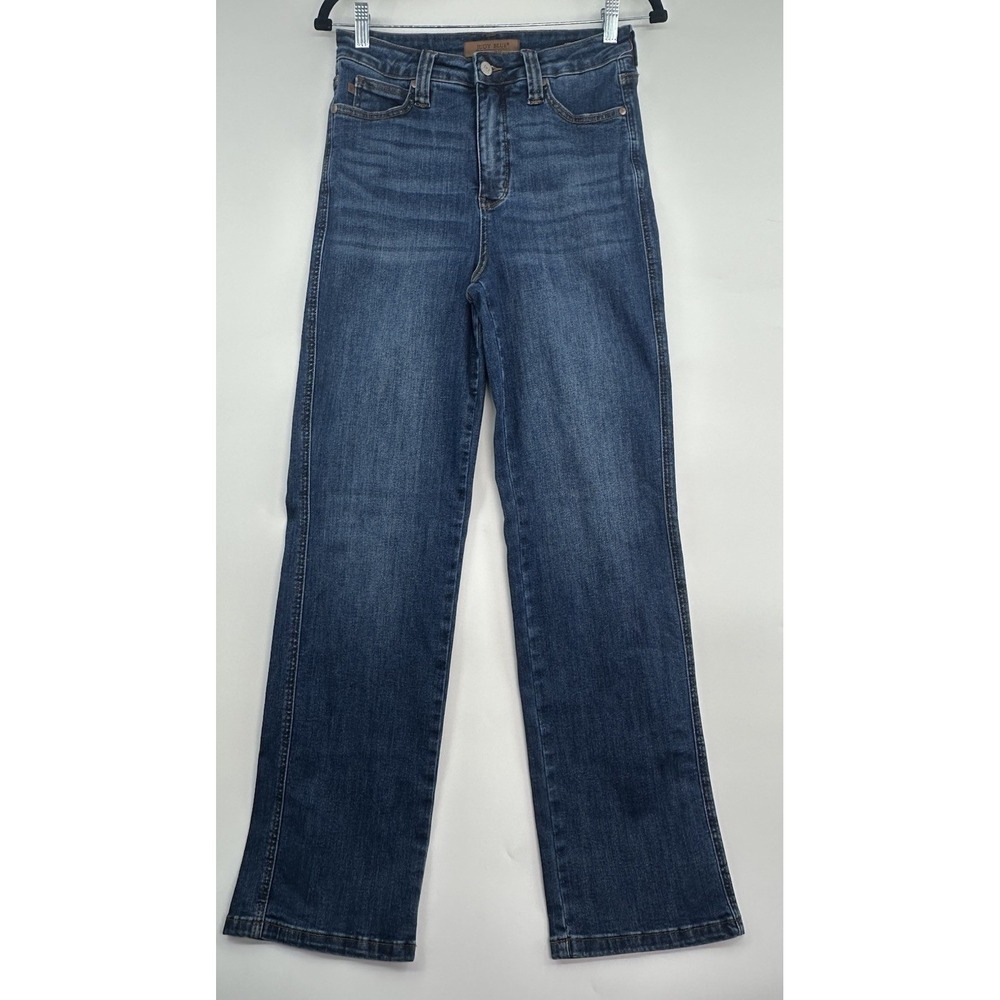 JUDY BLUE Jeans Straight Fit Dark Wash Blue Denim Women's 7/28 Stretch Comfort
